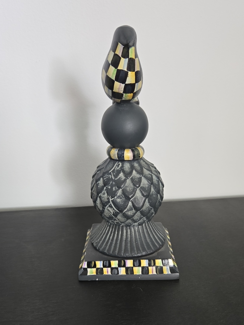 Mackenzie Childs Decorative Black Bird On A Thistle Accent Statue Courtley Check - Picture 2 of 7
